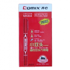 齊心 Comix MK804 小雙頭油性記號(hào)筆 12支/盒 紅色