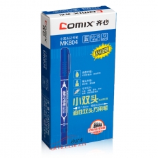 齊心 Comix MK804 小雙頭油性記號(hào)筆 12支/盒 藍(lán)色