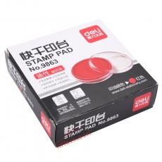 得力 Deli 9863 Ф81.5mm 圓形透明外殼快干印臺(tái) 紅色