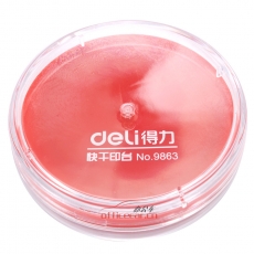 得力 Deli 9863 Ф81.5mm 圓形透明外殼快干印臺(tái) 紅色