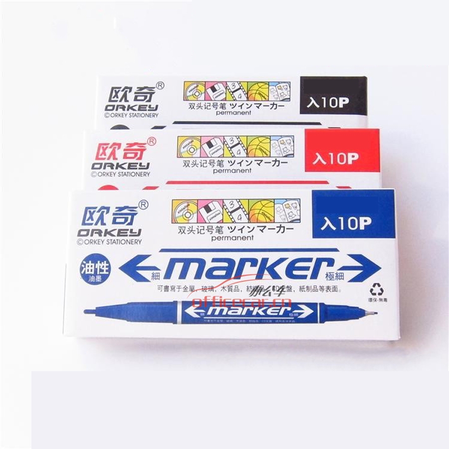 歐奇 Orkey OR-216 小雙頭油性記號(hào)筆 （藍(lán)色） 10支/盒