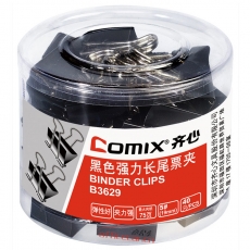 齊心 Comix B3629 黑色長(zhǎng)尾夾 19mm 40個(gè)/筒