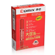 齊心 Comix MK803 大雙頭油性記號筆 10支/盒 （紅色）