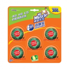 威猛先生 Mr Muscle 潔廁寶自動(dòng)沖洗潔廁塊 38g/塊 5塊/卡 24卡/箱 （清新青檸檬）