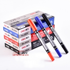 得力 deli 6824 （小雙頭）記號(hào)筆 （紅色