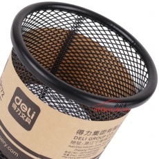 得力 Deli 9172 圓形金屬網(wǎng)紋筆筒（黑色）