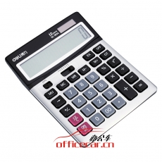 得力(deli)1654雙電源寬屏大號金屬面板辦公桌面計算器 金融財務(wù)計算機 辦公文具用品 銀灰色