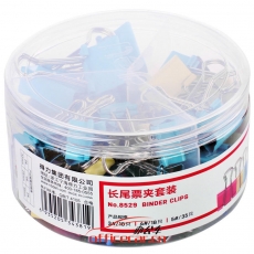 得力（deli）8529長(zhǎng)尾票夾套裝(混)63只/筒